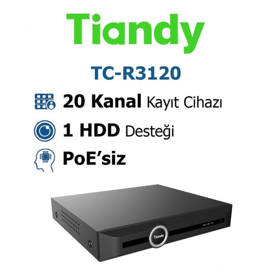 Tiandy TC-R3120 20 kanal nvr kayıt cihazı ip kamera güvenlik sistemi